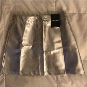 New Silver Metallic Forever 21 Mini Skirt